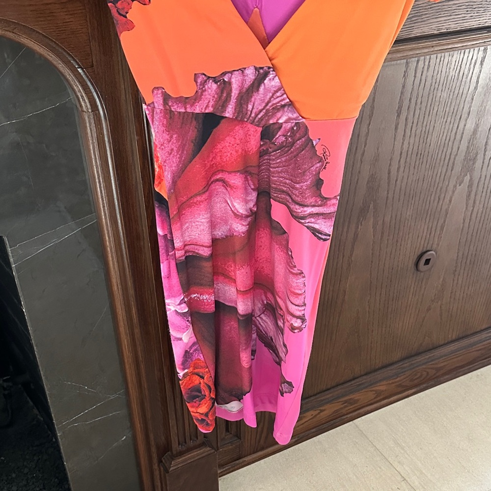 Vintage Roberto Cavalli Vibrant Orange and Pink Women's Dress - Picture 5 of 7
